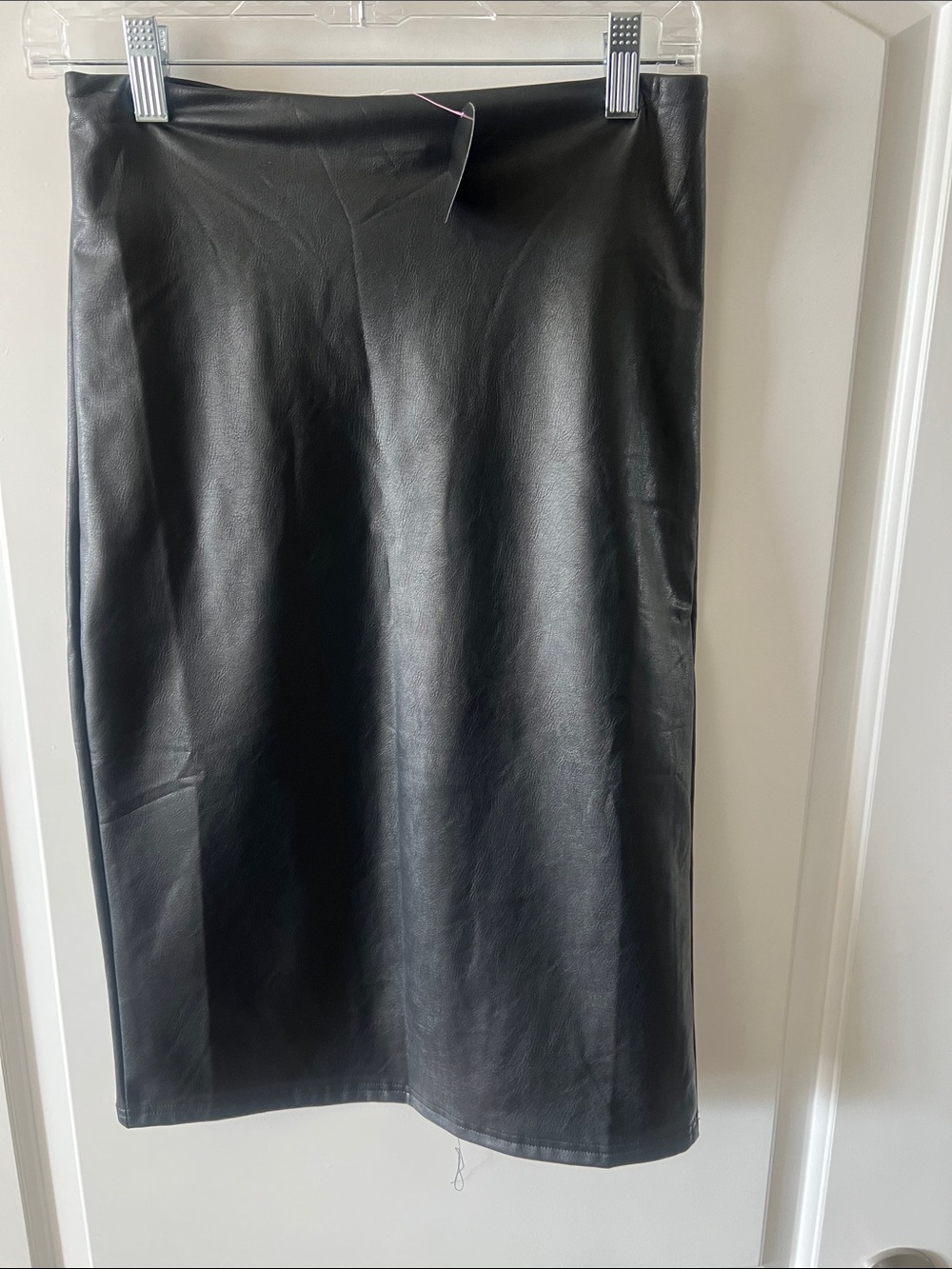 Hot Miami Styles Black Faux Leather Pencil Skirt